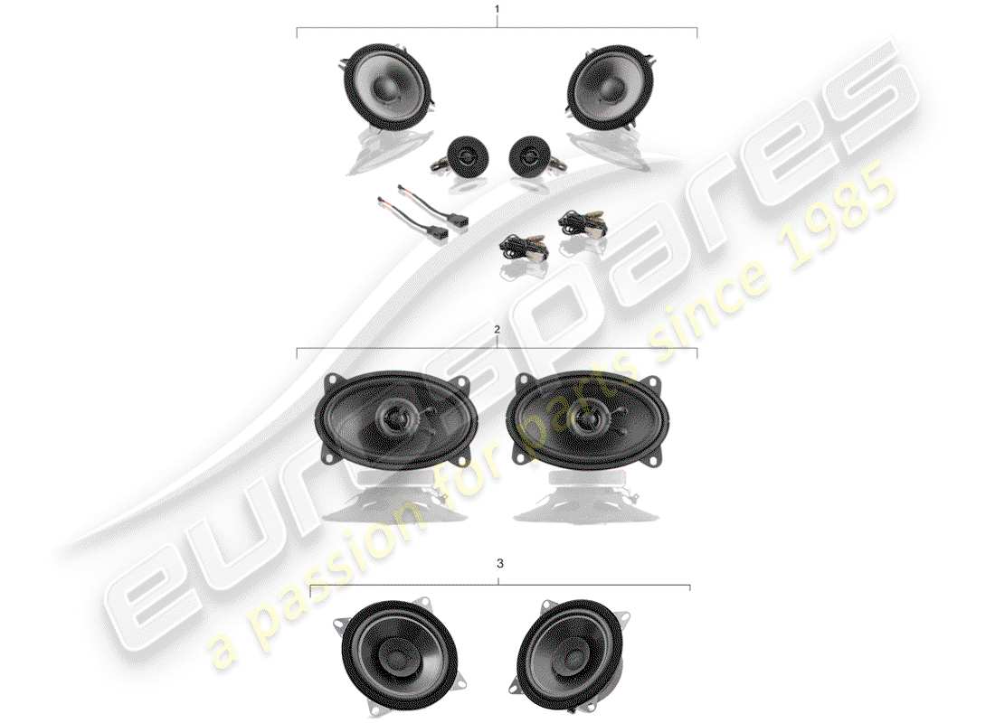 porsche 1994 (993) porsche classic - kit de altavoz - sistema de sonido diagrama de piezas