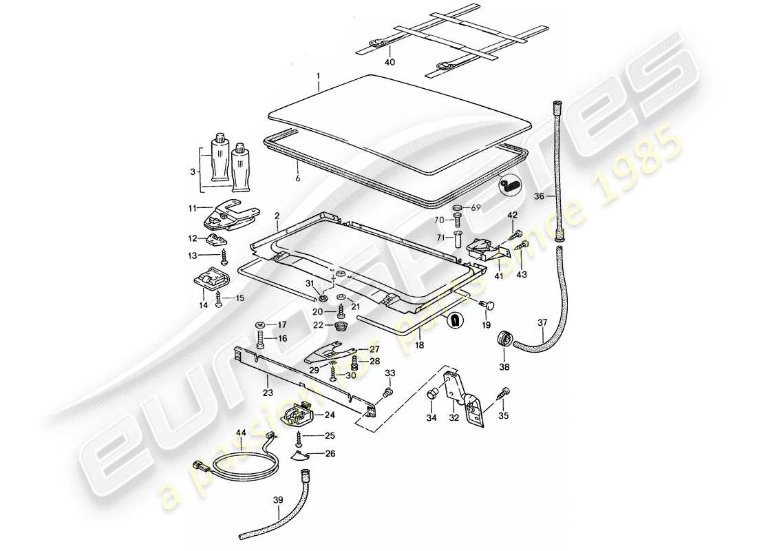 porsche 1995 (968) techo elevable diagrama de piezas