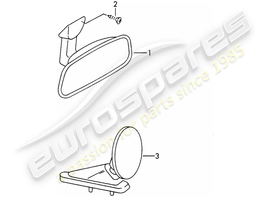 porsche 1966 (911/912) espejo retrovisor interior - espejo retrovisor diagrama de piezas