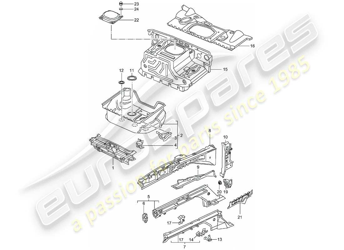 porsche 2002 (996 gt3) extremo delantero - piezas únicas diagrama de piezas