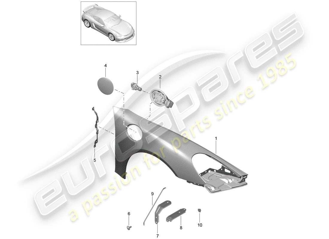 porsche 2016 (981 cayman gt4) defensa diagrama de piezas