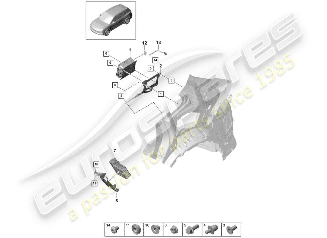 porsche 2020 (cayenne e3 9ya/9yb) cargador para alta tensión diagrama de piezas