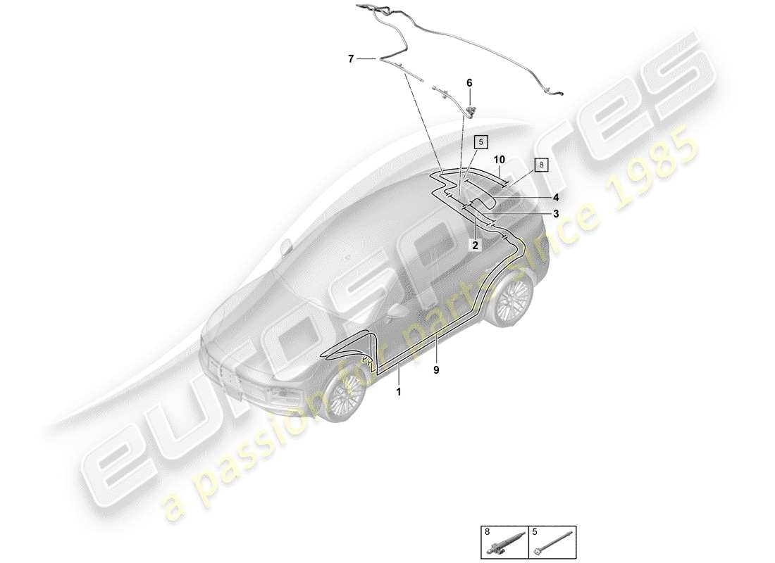 porsche 2020 (cayenne e3 9ya/9yb) diagrama de piezas de manguera