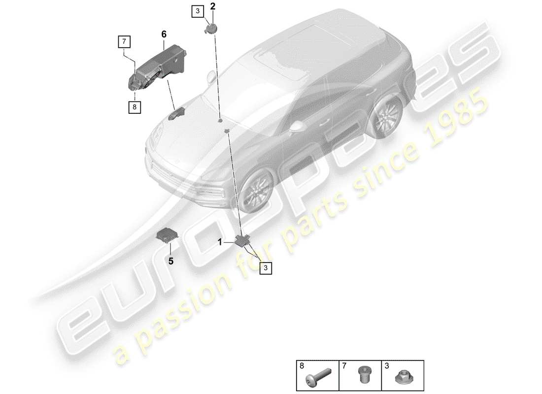 porsche 2020 (cayenne e3 9ya/9yb) módulo de control electrónico diagrama de piezas