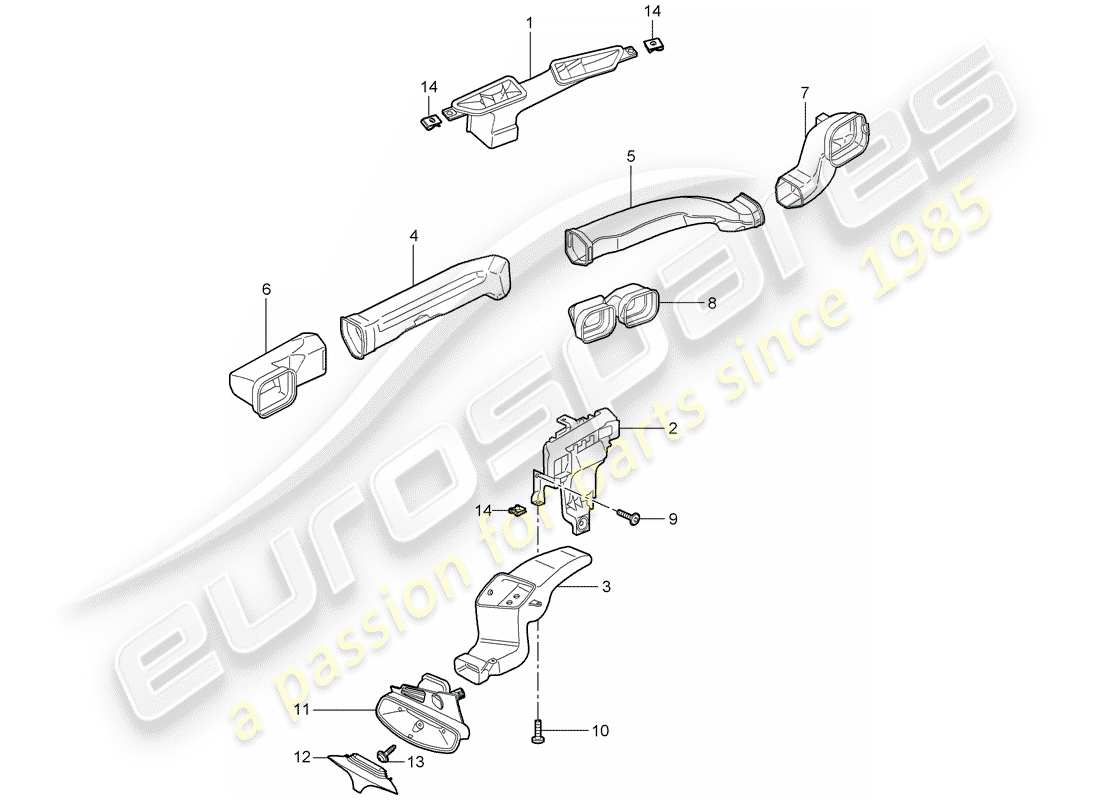 porsche 2005 (997-1) distribuidor de aire diagrama de piezas