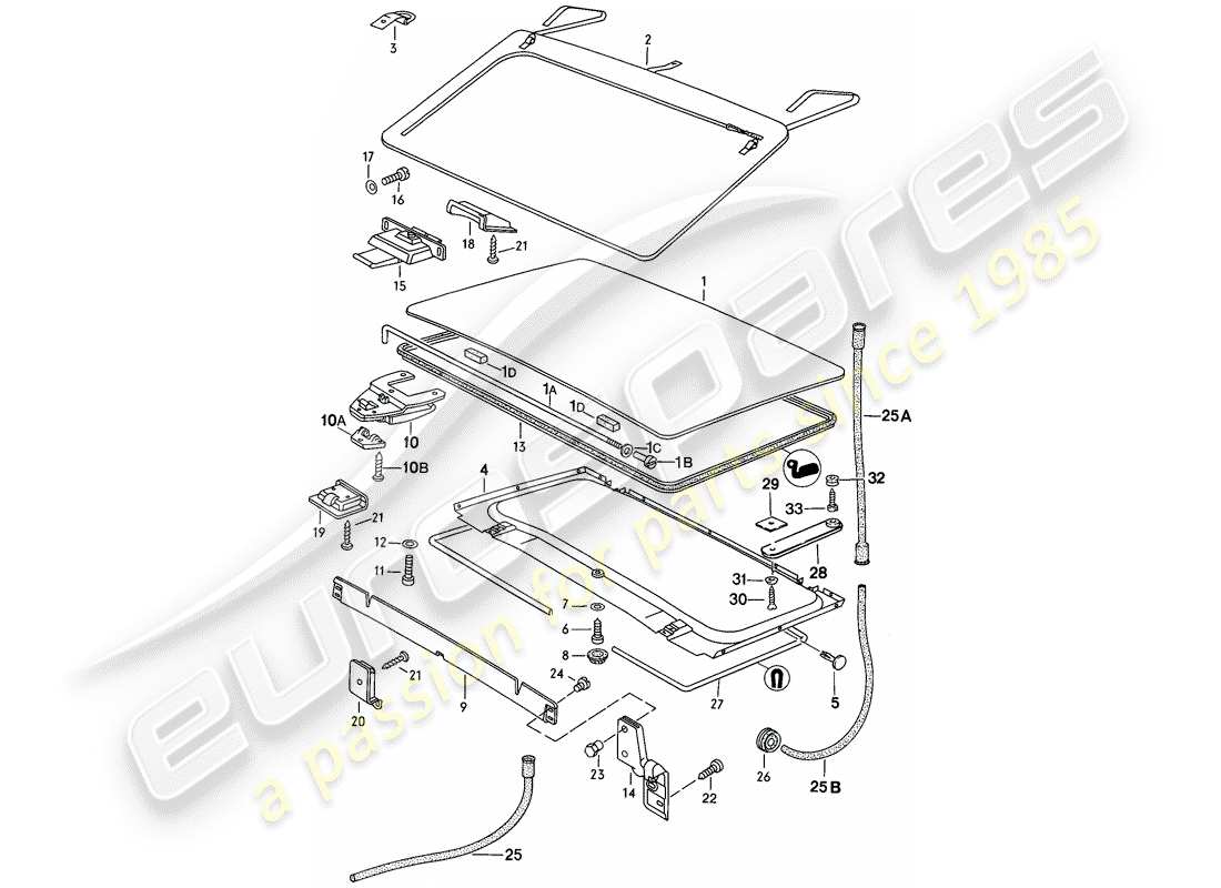 porsche 1982 (944) techo elevable - d >> - mj 1983 diagrama de piezas