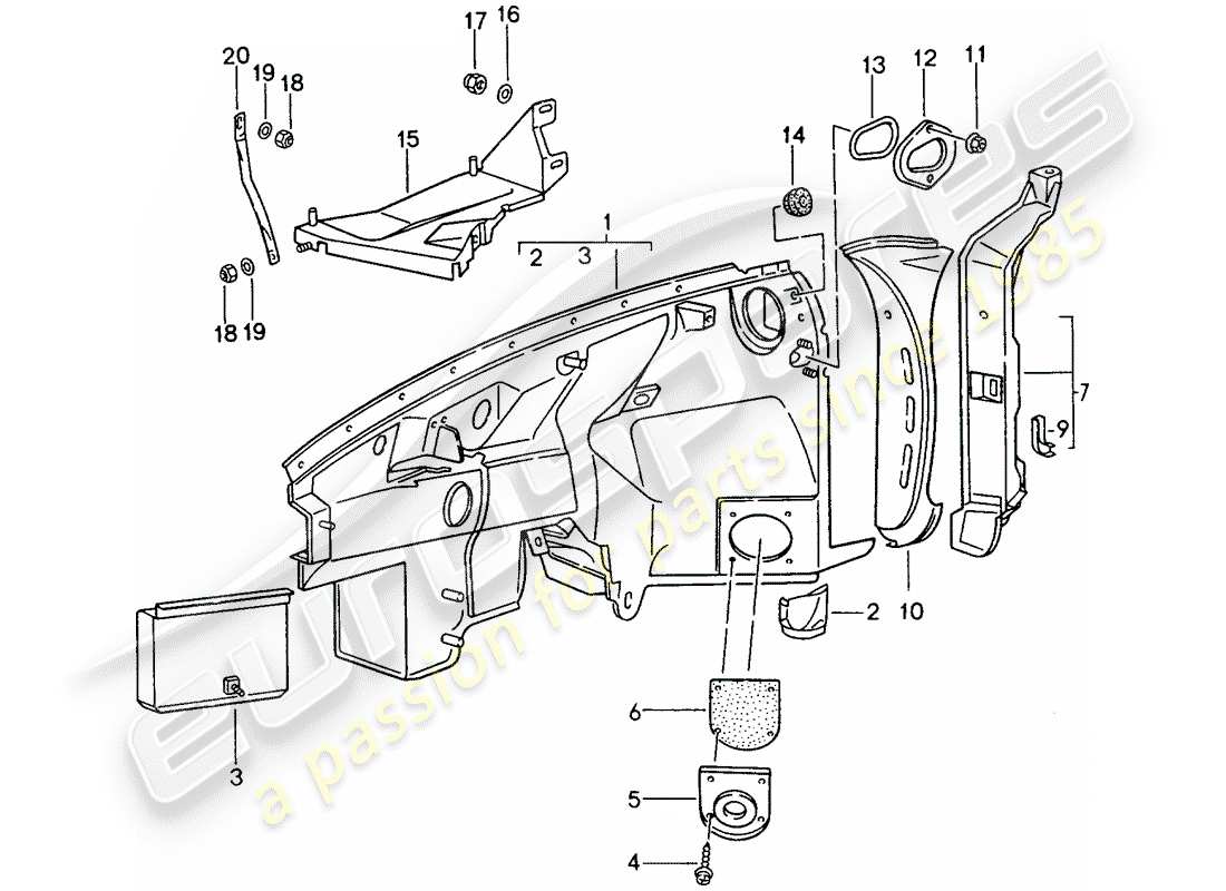 porsche 1994 (993) carcasa de rueda diagrama de piezas