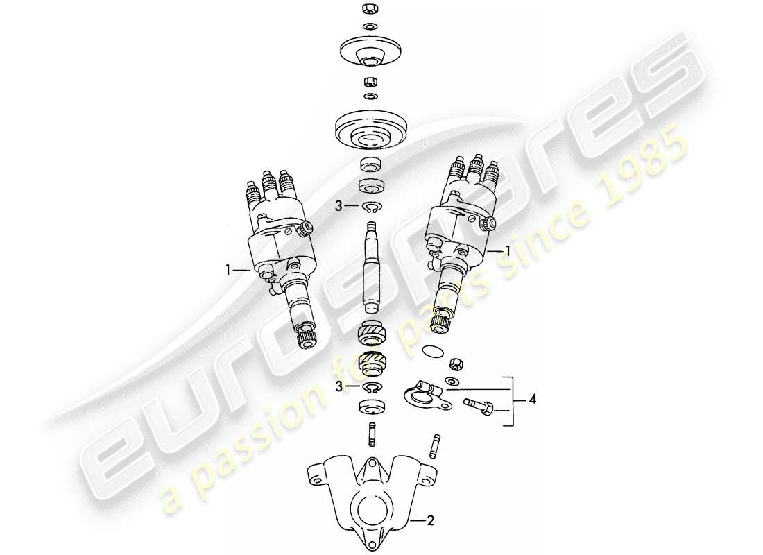 porsche 1954 (356/356a) distribuidor - mecanismo de accionamiento diagrama de piezas