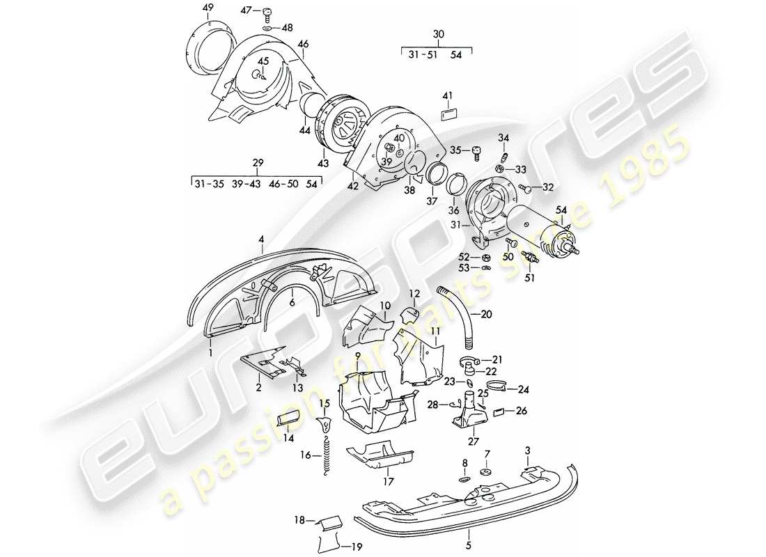 porsche 1962 (356b/356c) diagrama de piezas de enfriamiento por aire