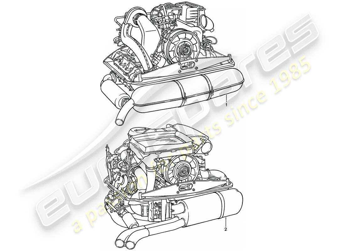 porsche 1987 (911) motor de repuesto - listo para instalación diagrama de piezas
