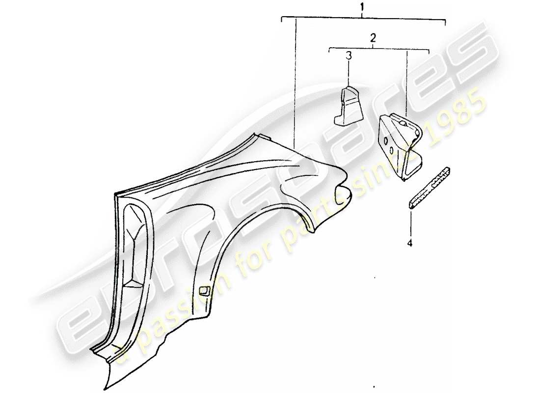 porsche 1990 (964) paneles exteriores diagrama de piezas