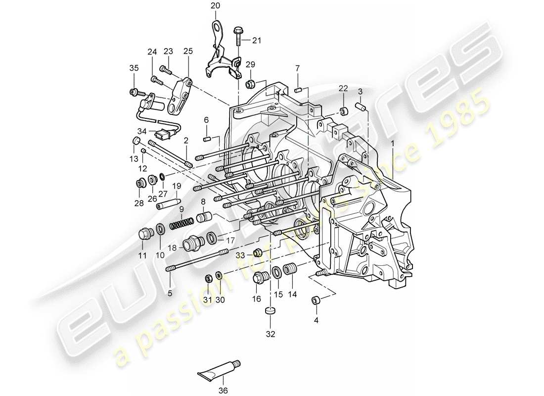 porsche 2009 997-2 turbo / gt2 diagrama de piezas del carter