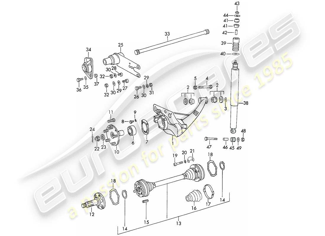 porsche 1966 (911/912) eje trasero - d - mj 1969>> - mj 1969 diagrama de piezas