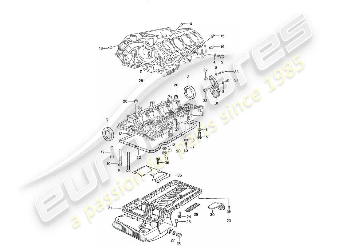 porsche 1994 (928) carter - piezas individuales - set de reparación para mantenimiento - ver ilustración: esquema de piezas