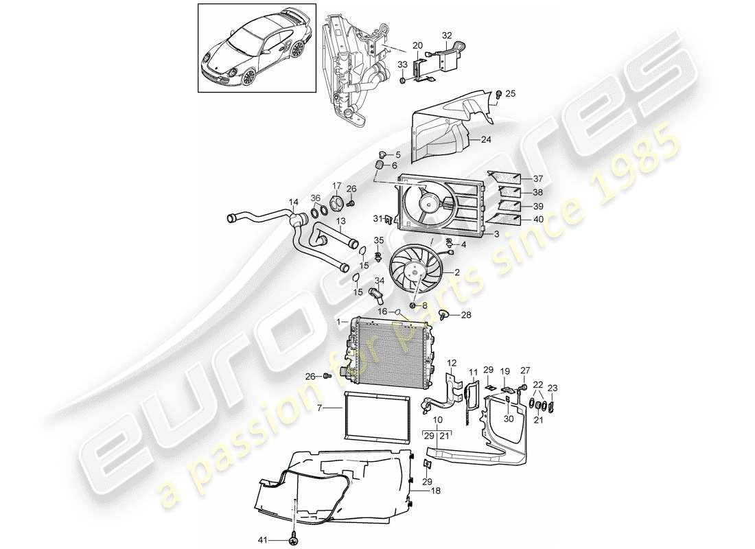porsche 2013 (997-2 turbo / gt2 rs) refrigeración por agua 3 diagrama de piezas