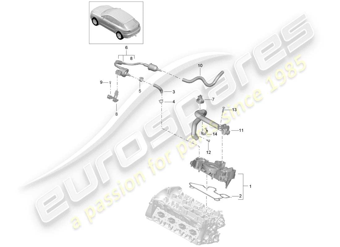 porsche 2016 (macan) diagrama de piezas del separador de aceite
