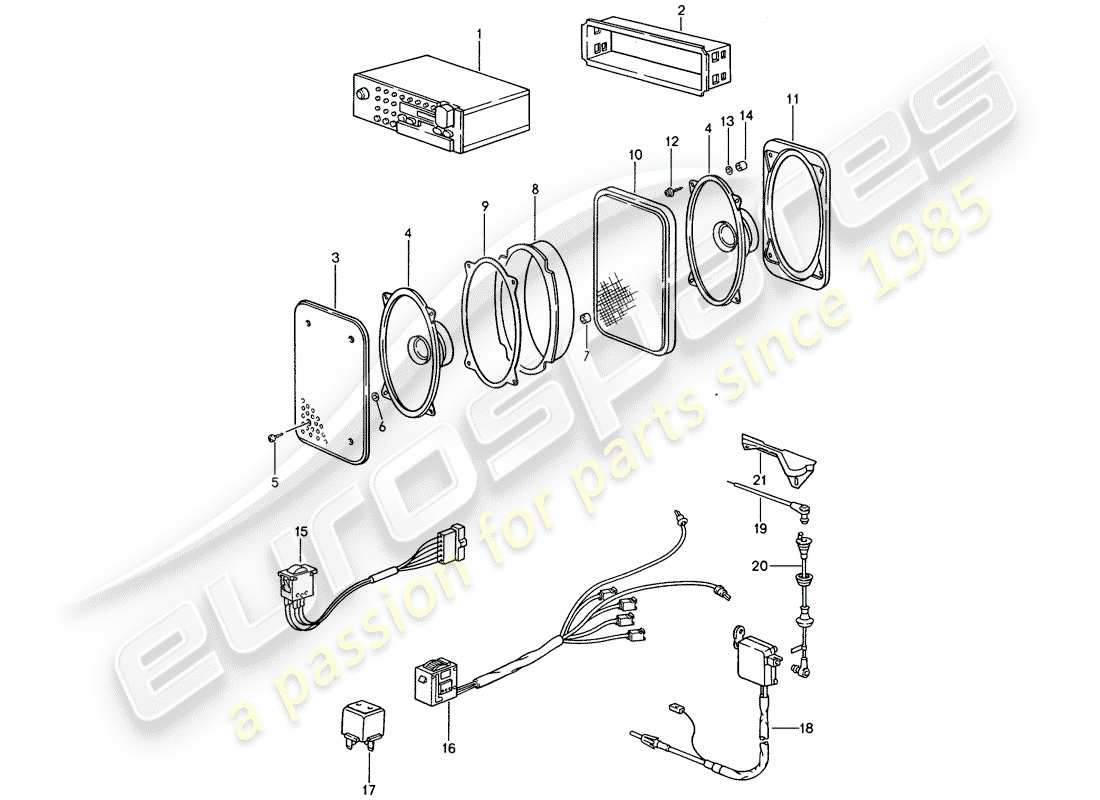 porsche 1991 (944) unidad de radio diagrama de piezas