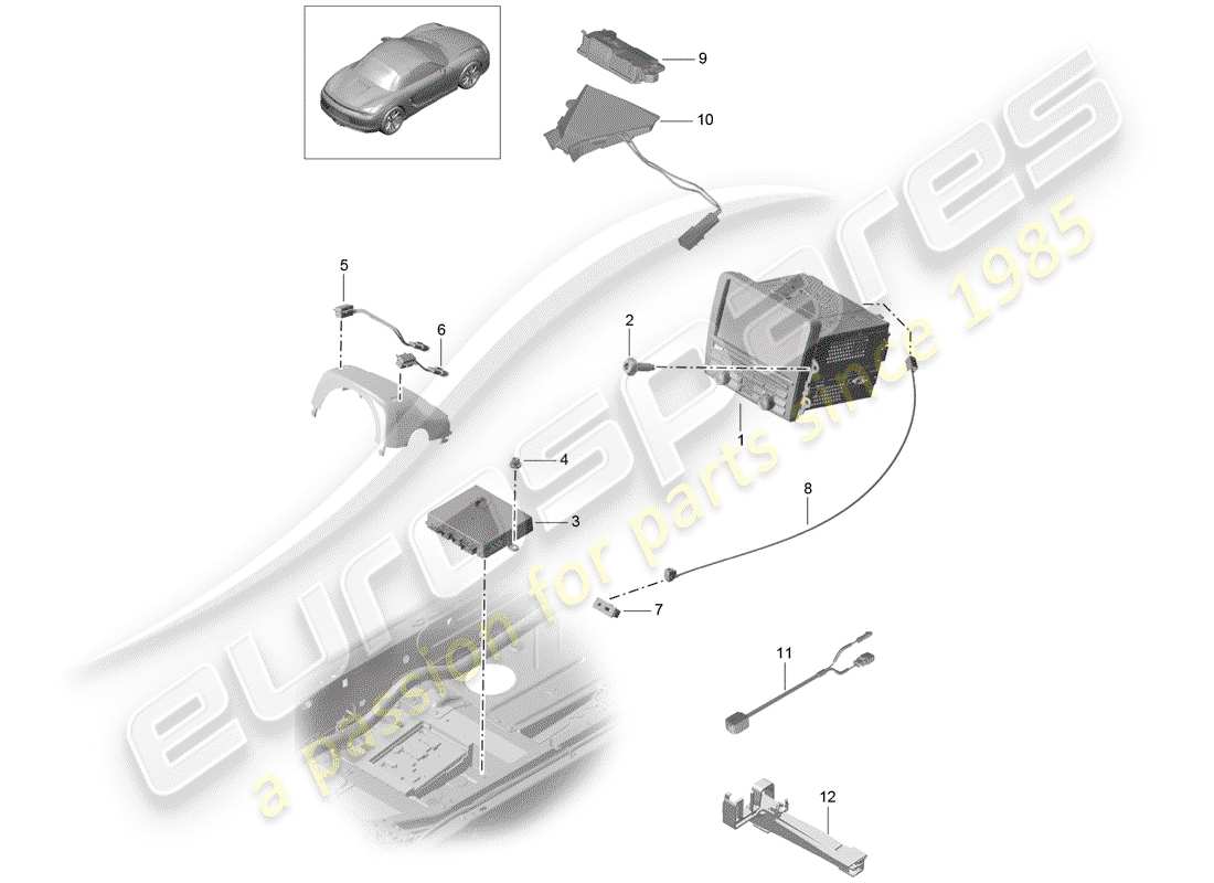 porsche 2013 (981 boxster) unidad operativa diagrama de piezas