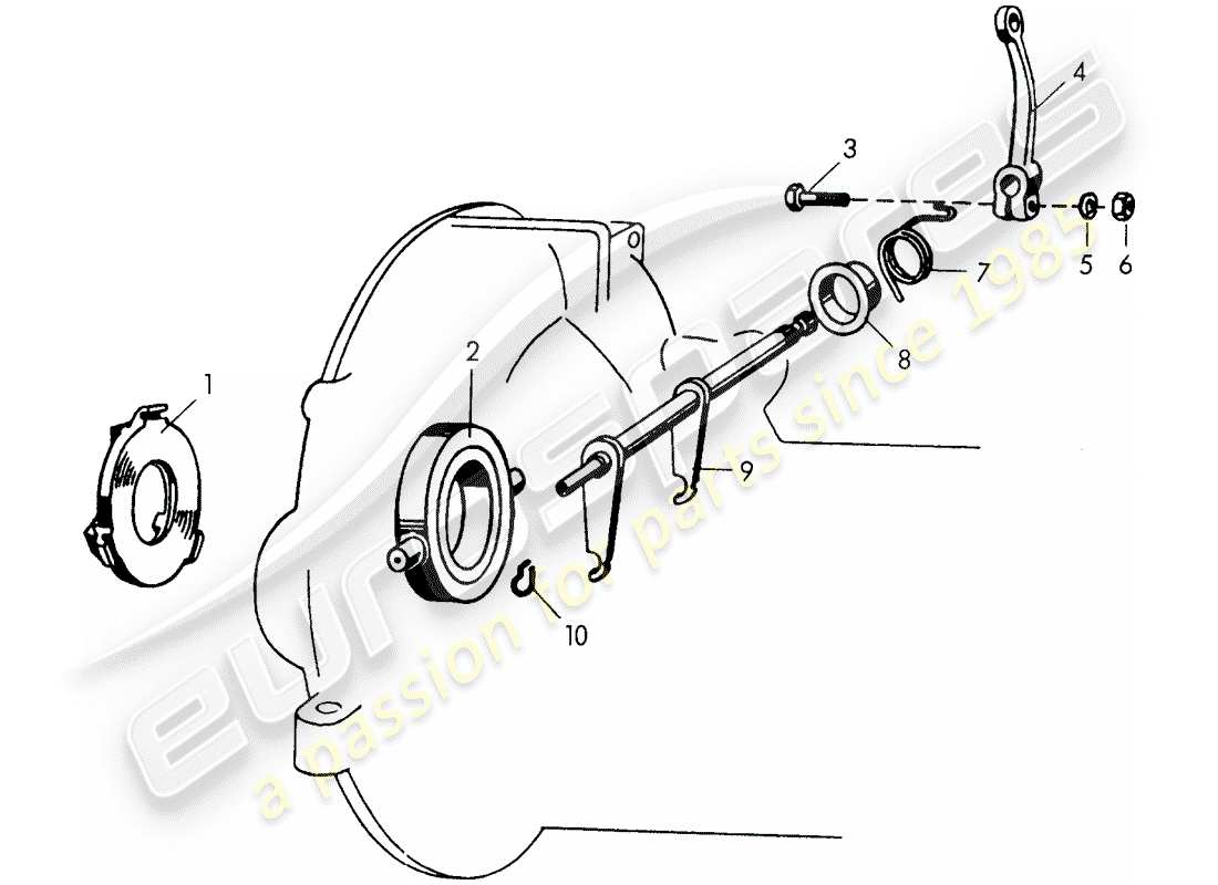 porsche 1954 (356/356a) liberación del embrague - para - caja de transmisión - diagrama de piezas dividido