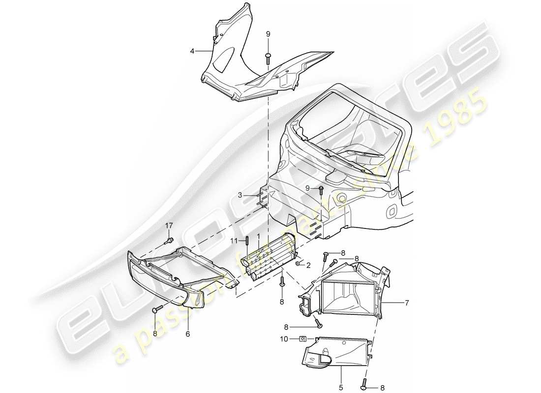 porsche 2004 (carrera gt) diagrama de piezas del extremo delantero