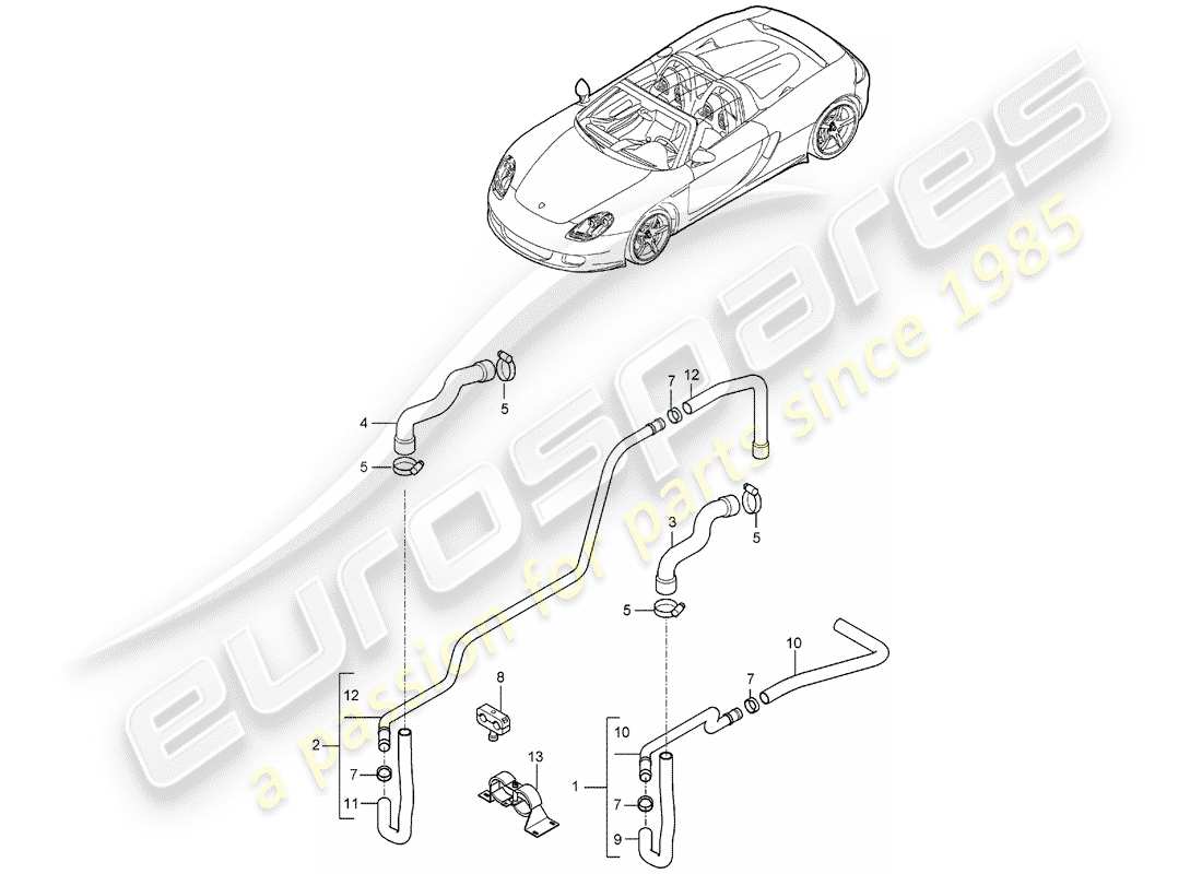 porsche 2004 (carrera gt) calentador diagrama de piezas