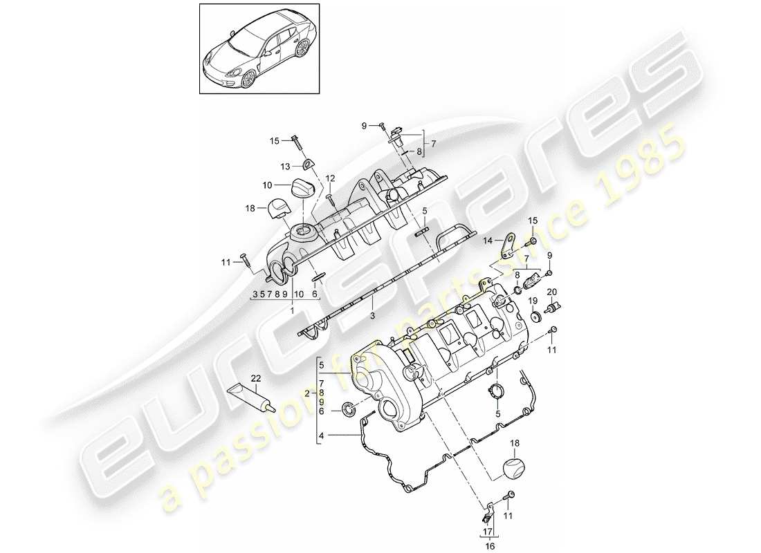 porsche 2014 (panamera 970) valve cover diagrama de piezas