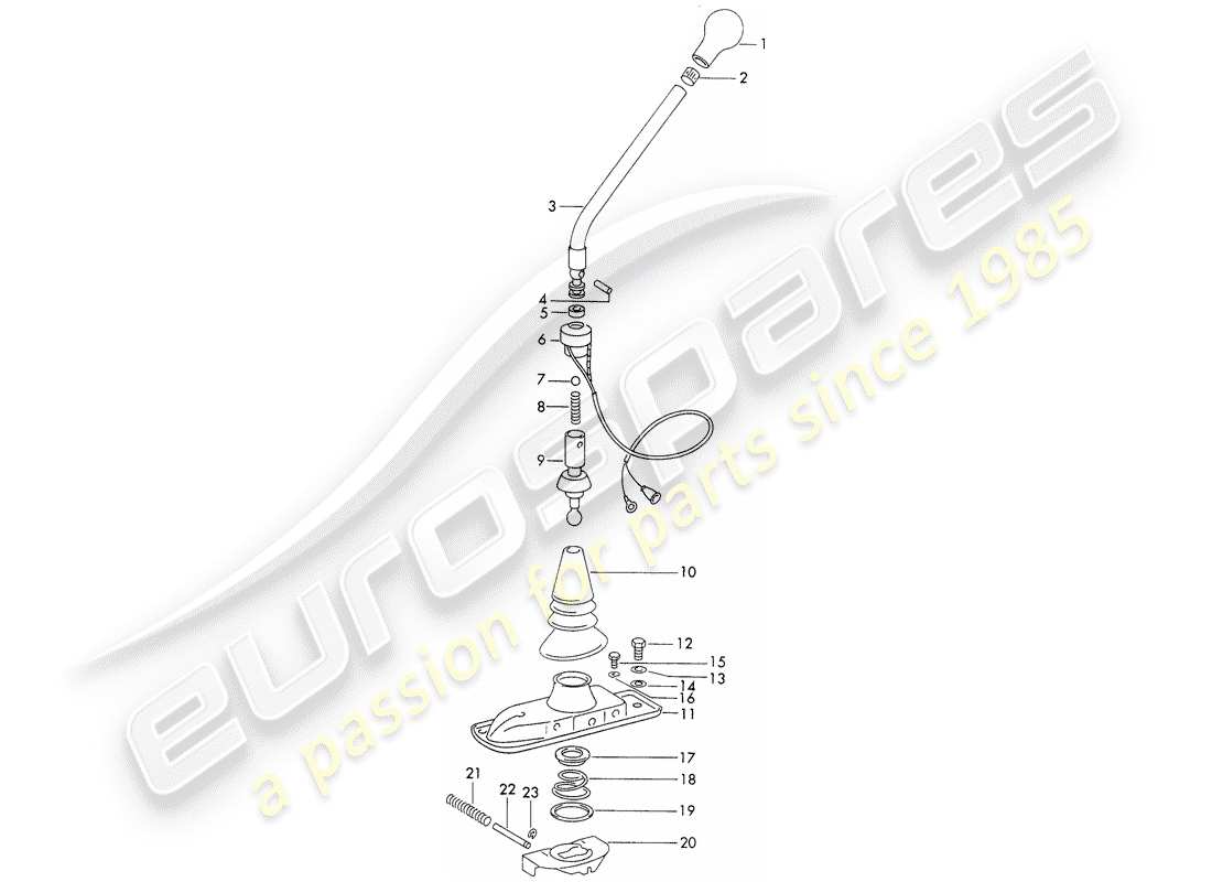 porsche 1972 (911) palanca de cambio - sportomatic diagrama de piezas