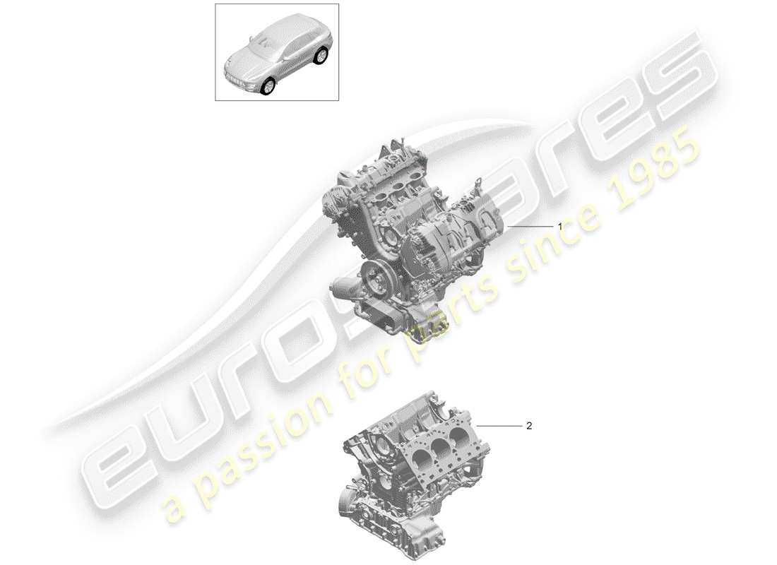 porsche 2016 (macan) bloque largo diagrama de piezas