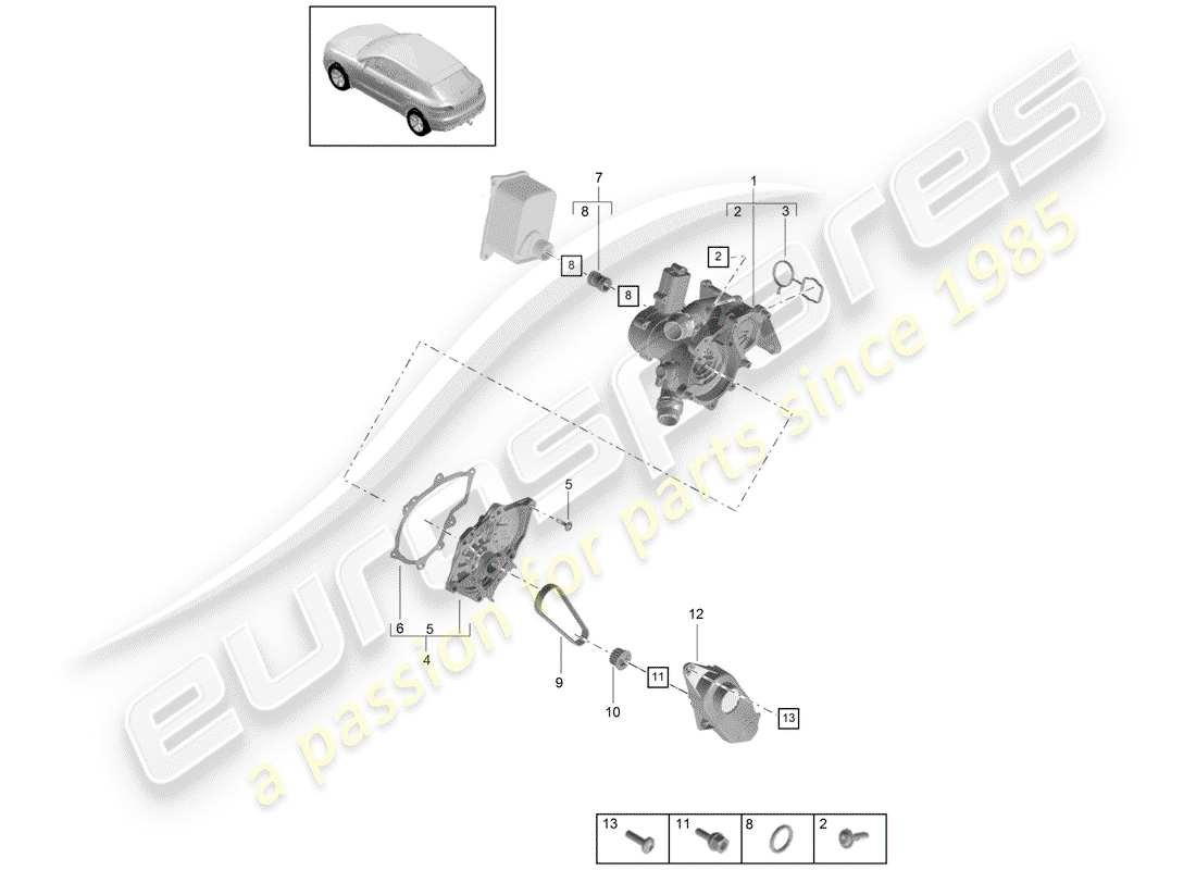 porsche 2016 (macan) diagrama de piezas del termostato