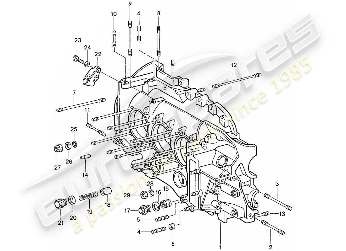 porsche 1988 (959) crankcase diagrama de piezas