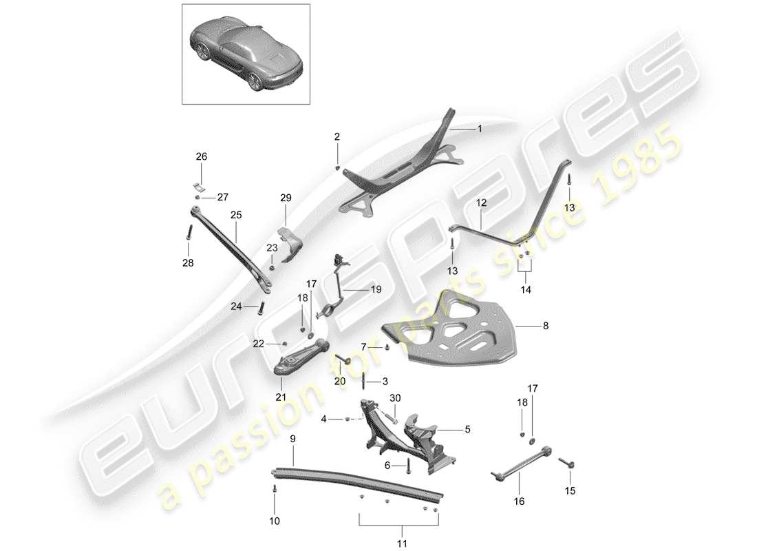 porsche 2015 (981 boxster) eje posterior diagrama de piezas