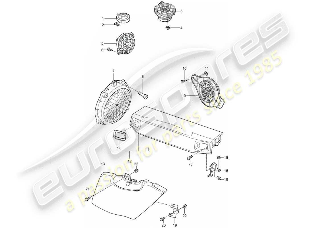 porsche 911 t/gt2rs (2013) diagrama de piezas del altavoz