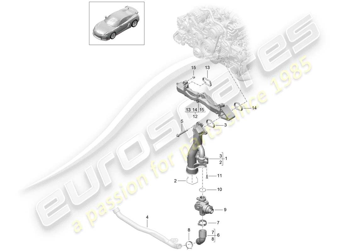 porsche 2016 (981 cayman gt4) submarco diagrama de piezas