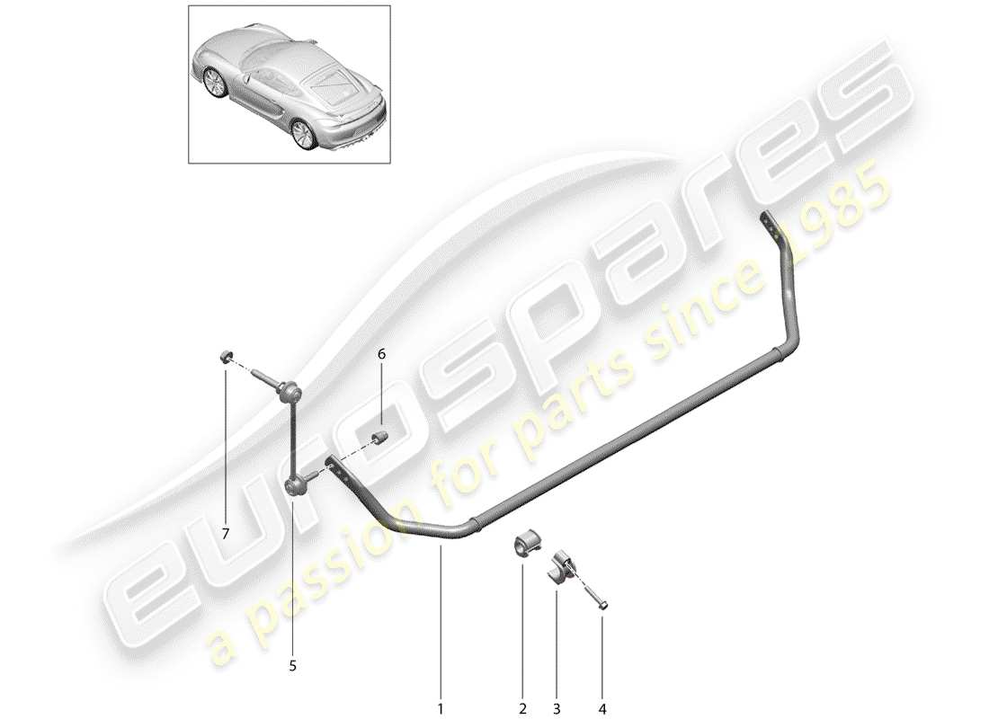 porsche 2016 (981 cayman gt4) estabilizador diagrama de piezas