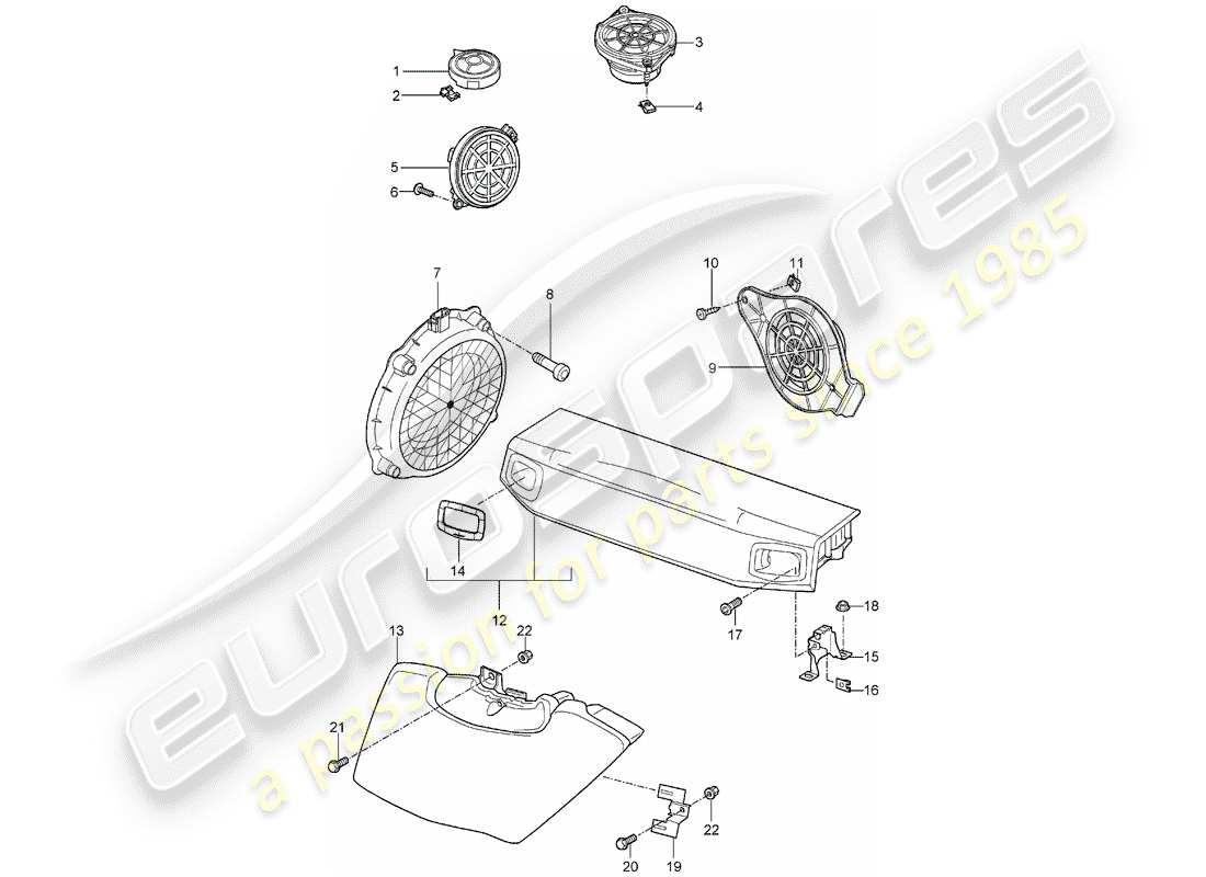 porsche 2005 (997-1) diagrama de piezas del altavoz