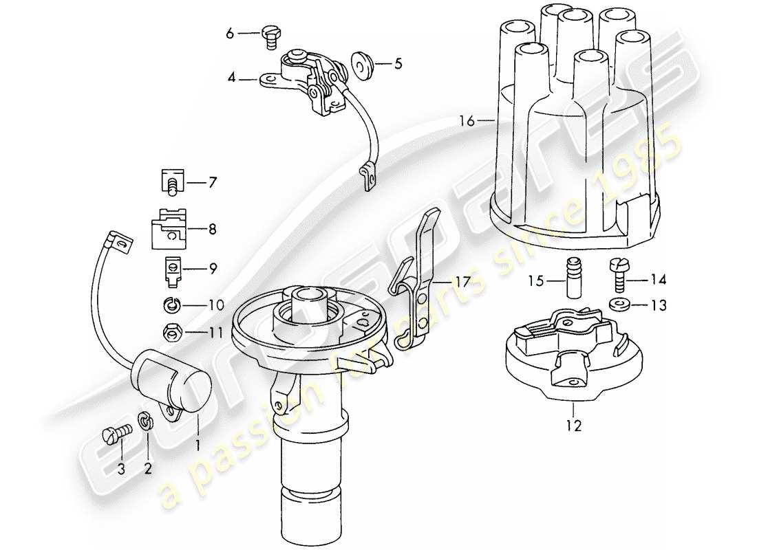 porsche 1966 (911/912) material de reparación - distribuidor diagrama de piezas