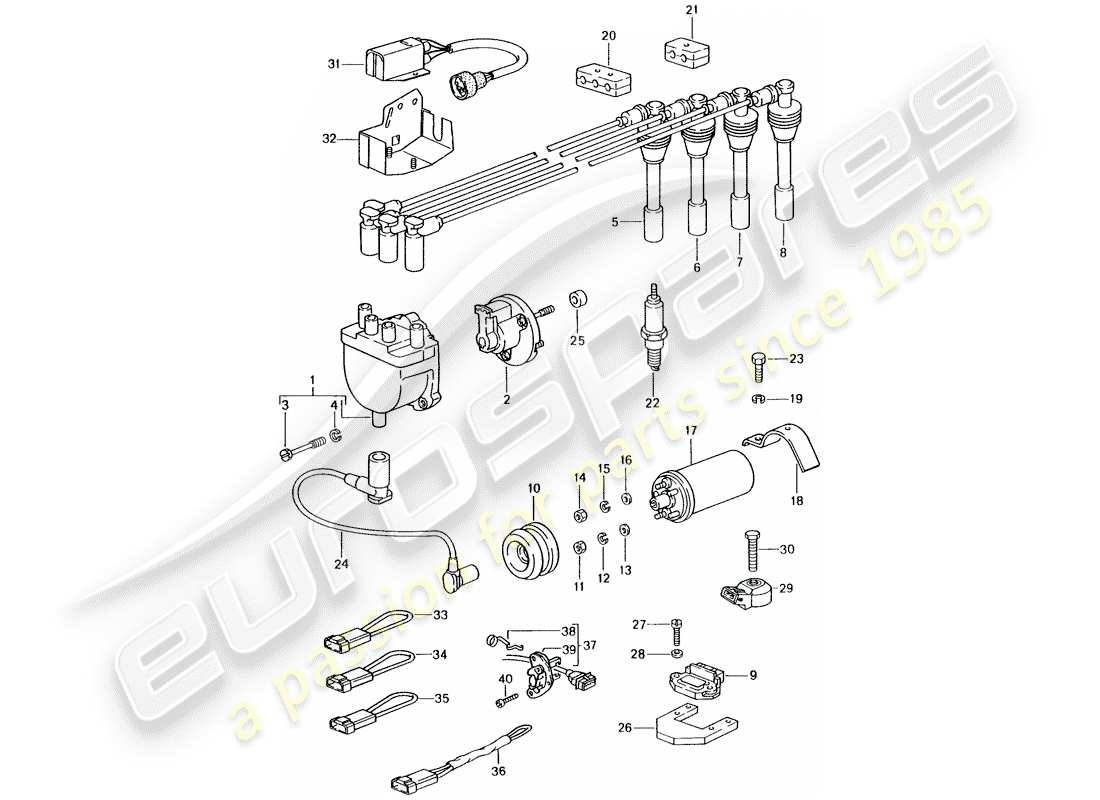 porsche 1987 (944) electricidad del motor 1 diagrama de piezas