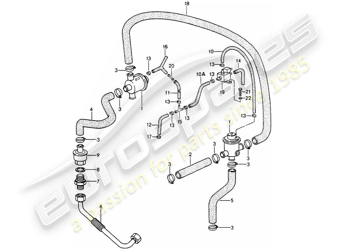 porsche 1990 (964) inyección de aire diagrama de piezas