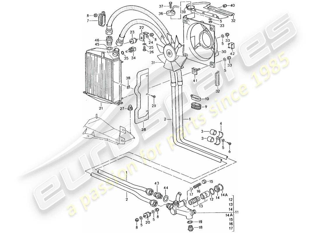 porsche 1990 (964) enfriador de aceite - líneas diagrama de piezas