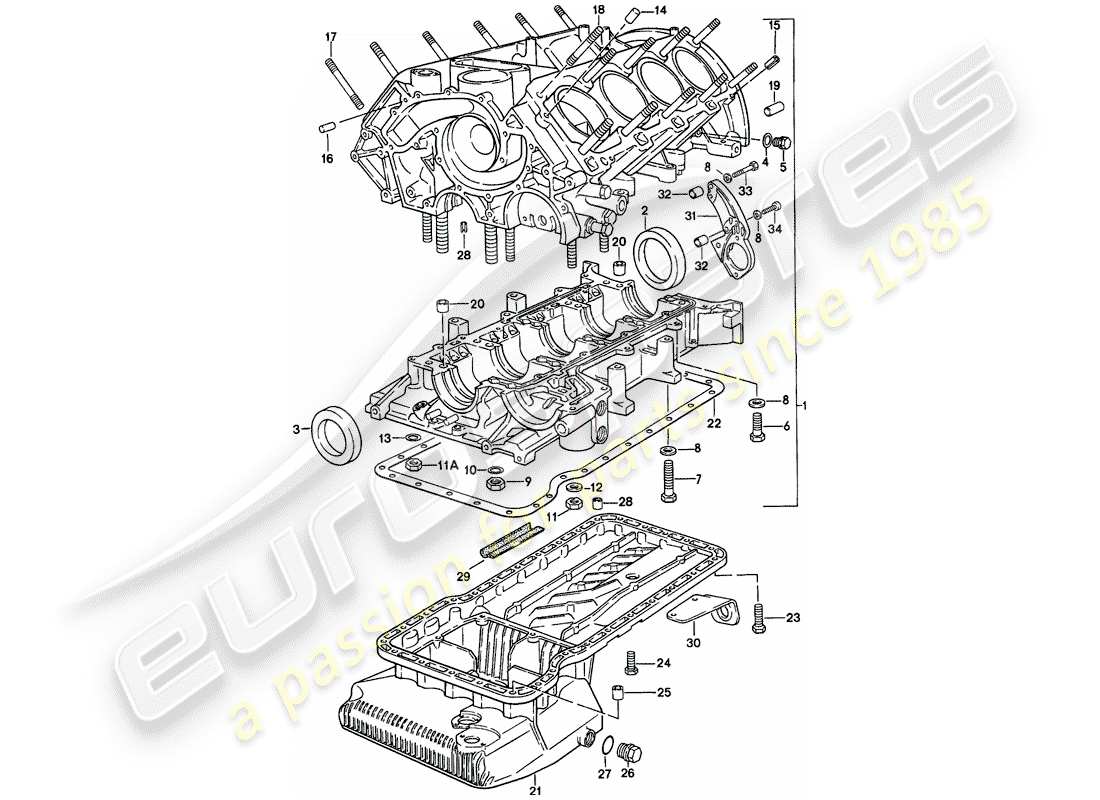 porsche 1986 (928) carter - juego de reparacion para mantenimiento - ver ilustracion: diagrama de piezas
