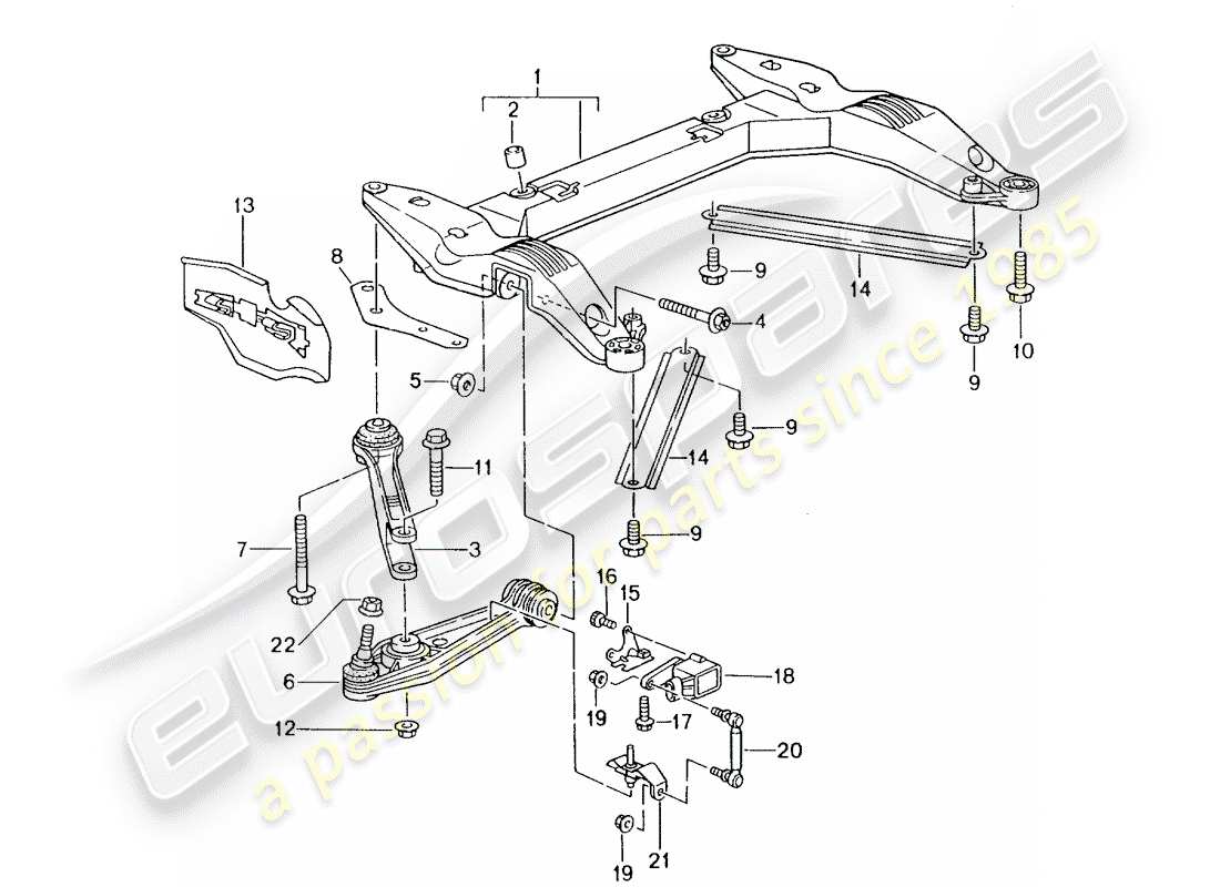 porsche 2002 (986 boxster) travesaño - brazo estabilizador de vía diagrama de piezas