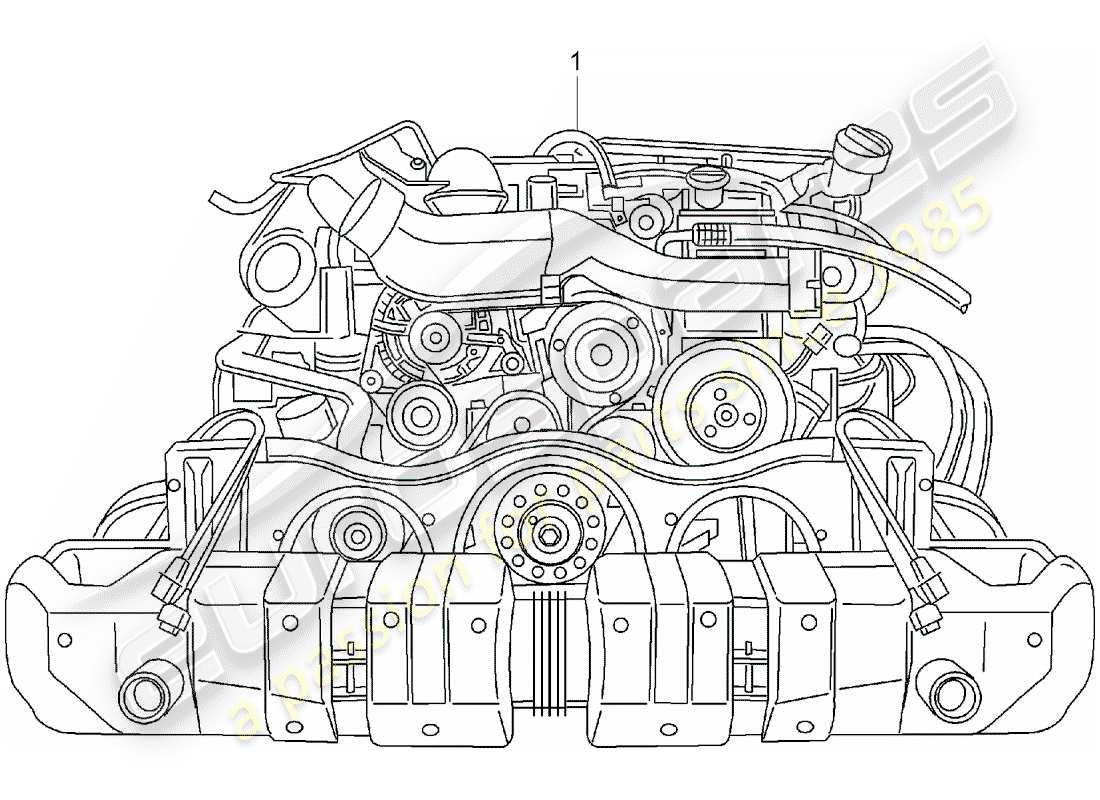 porsche 996 t/gt2 (2004) motor de repuesto - - - listo para instalación - solo - incluido - radiador de combustible diagrama de partes