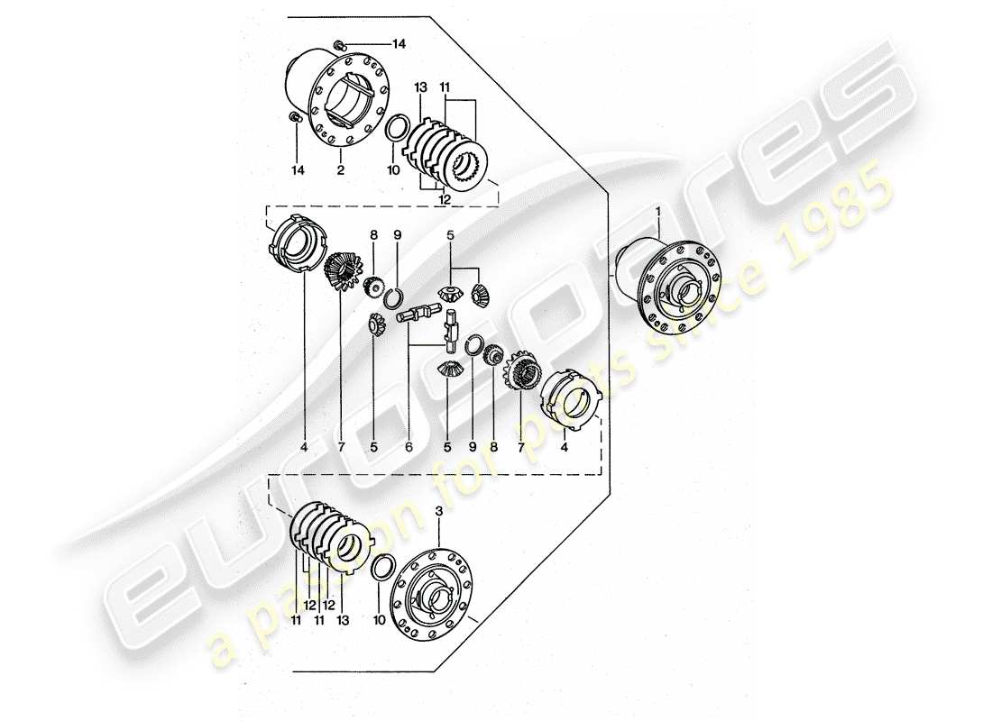 porsche 1976 (911 turbo) diferencial de deslizamiento limitado diagrama de piezas