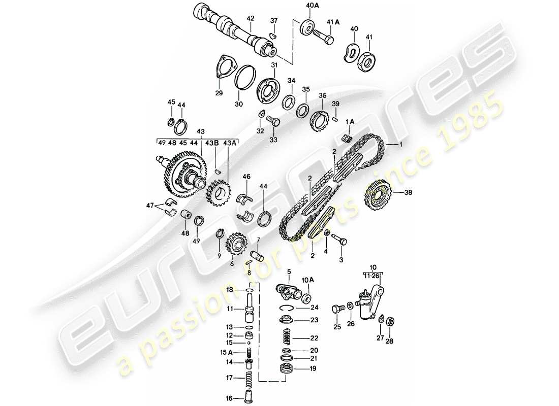 porsche 1981 (911) control de válvula diagrama de piezas