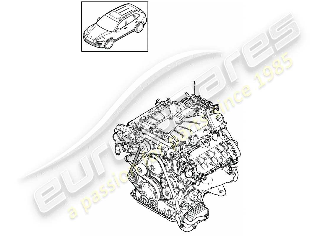 porsche 2016 (cayenne e2 92a) diagrama de piezas del motor de repuesto