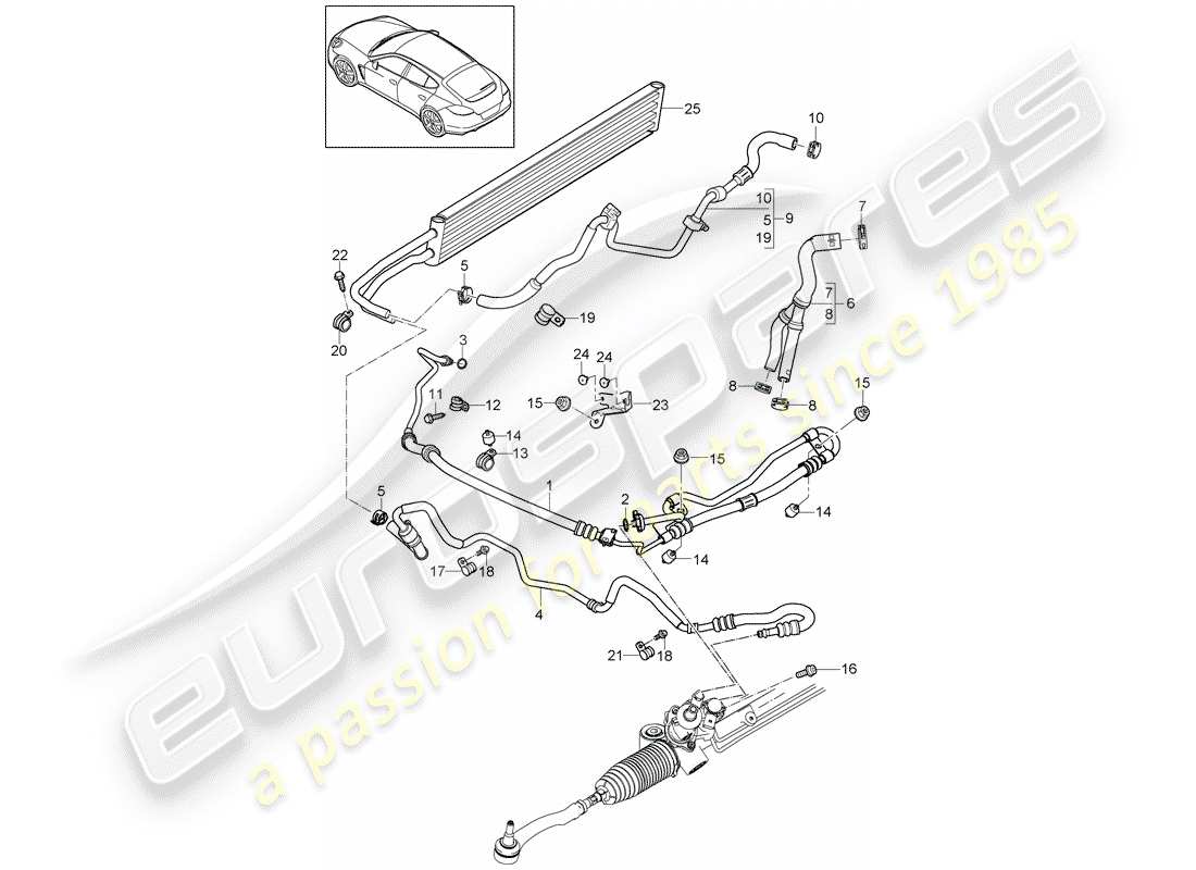 porsche 2012 (panamera 970) dirección asistida diagrama de piezas