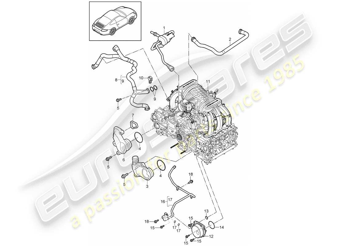 porsche 2012 (997-2) crankcase diagrama de piezas