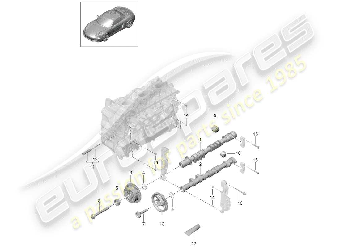 porsche 2013 (981 boxster) árbol de levas diagrama de piezas