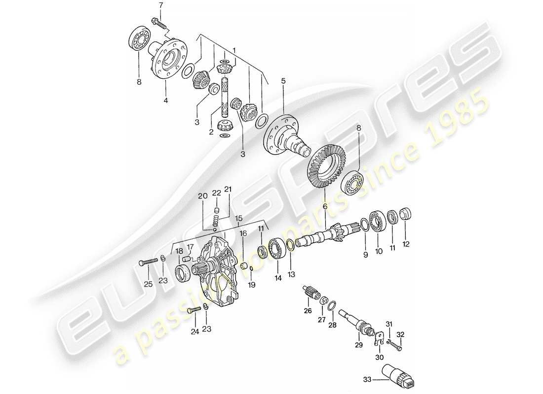 porsche 1991 (944) diferencial - para - transmisión automática - d >> - mj 1989 diagrama de piezas