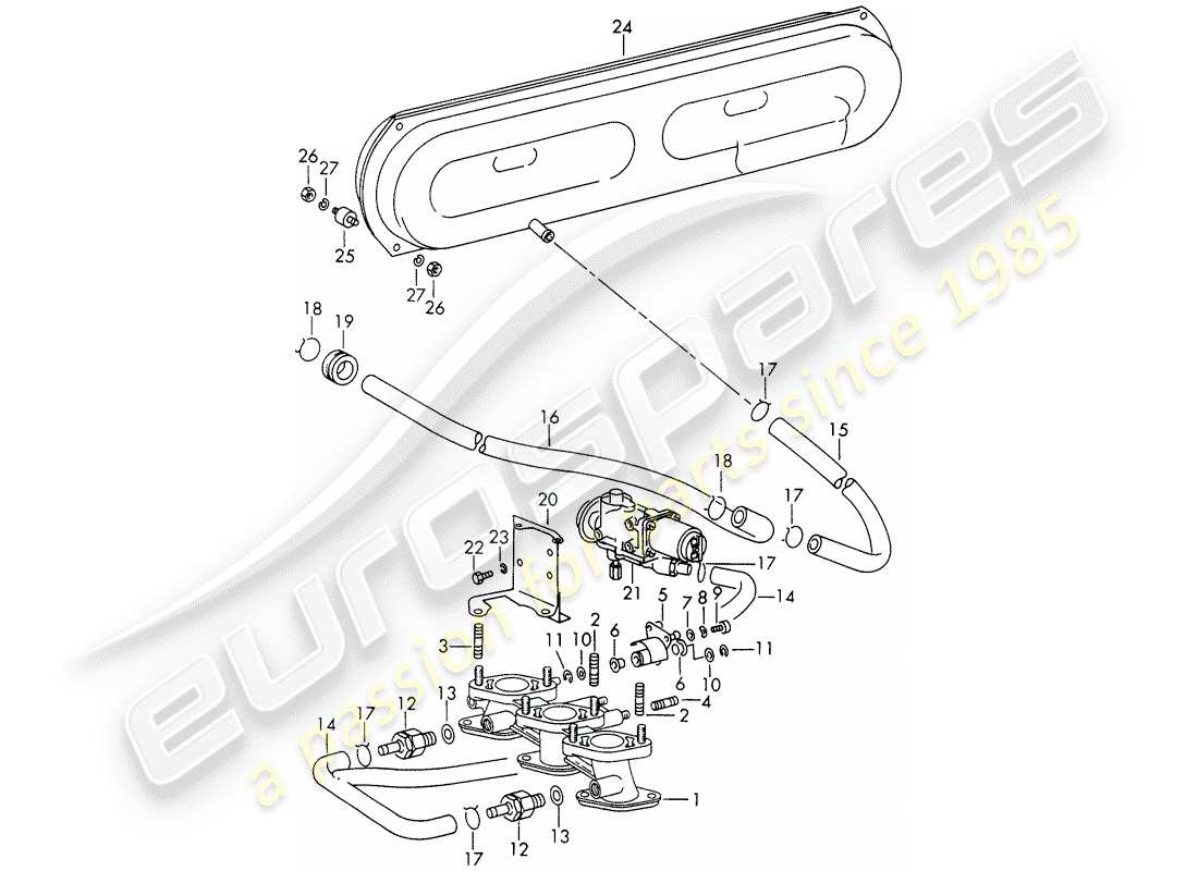 porsche 1966 (911/912) sistema de vacío - para - liberación del embrague - para - sportomatic diagrama de piezas